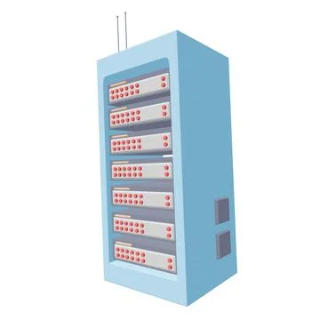 Data network server in cabinet. Diagnostic test in computer room technology Stock Illustration