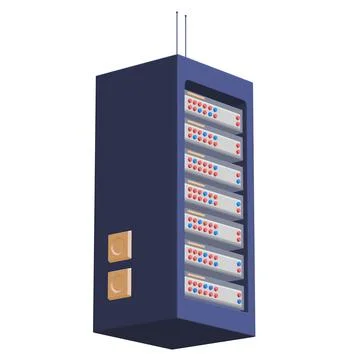 Data network server in cabinet. Diagnostic test in computer room technology 스톡 일러스트