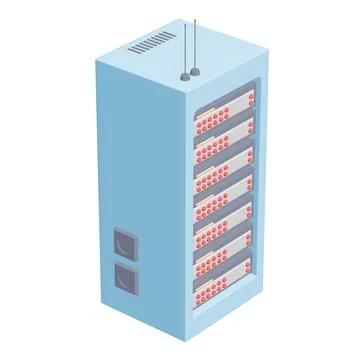 Data network server in cabinet. Diagnostic test in computer room technology 스톡 일러스트