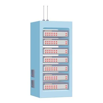 Data network server in cabinet. Diagnostic test in computer room technology Stock Illustration