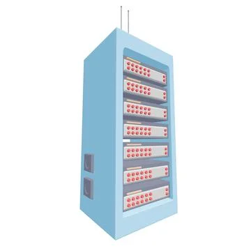 Data network server in cabinet. Diagnostic test in computer room technology Stock Illustration
