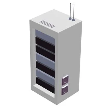 Data network server in cabinet. Diagnostic test in computer room technology Stock Illustration