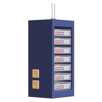 Data network server in cabinet. Diagnostic test in computer room technology 스톡 일러스트