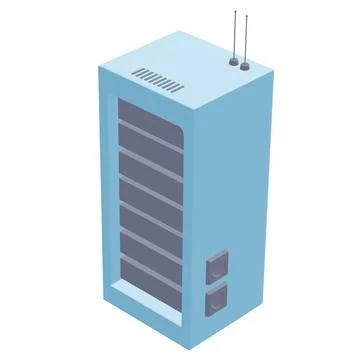 Data network server in cabinet. Diagnostic test in computer room technology Stock Illustration