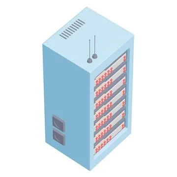 Data network server in cabinet. Diagnostic test in computer room technology Stock Illustration