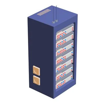 Data network server in cabinet. Diagnostic test in computer room technology Stock Illustration