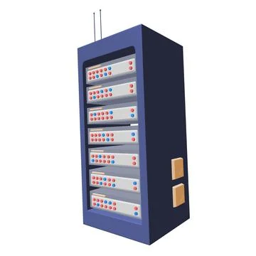 Data network server in cabinet. Diagnostic test in computer room technology Stock Illustration
