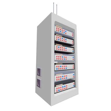 Data network server in cabinet. Diagnostic test in computer room technology Stock Illustration
