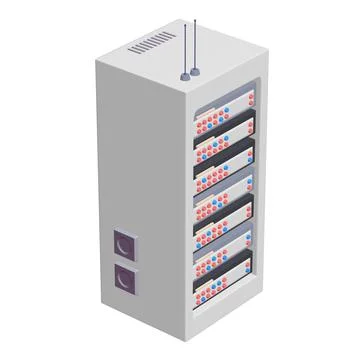 Data network server in cabinet. Diagnostic test in computer room technology Stock Illustration