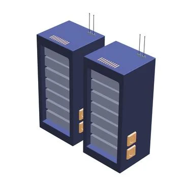 Data network server in cabinet. Diagnostic test in computer room technology Stock Illustration