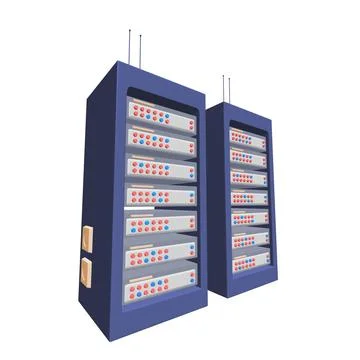 Data network server in cabinet. Diagnostic test in computer room technology Stock Illustration