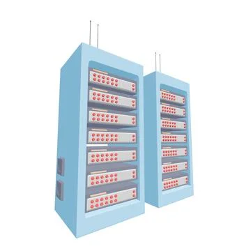 Data network server in cabinet. Diagnostic test in computer room technology Stock Illustration