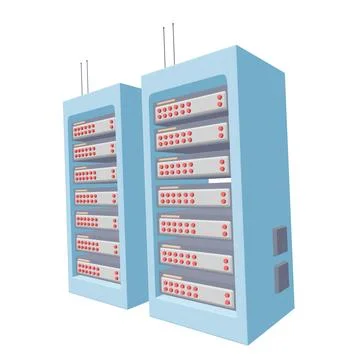 Data network server in cabinet. Diagnostic test in computer room technology Stock Illustration