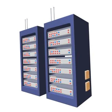Data network server in cabinet. Diagnostic test in computer room technology Stock Illustration
