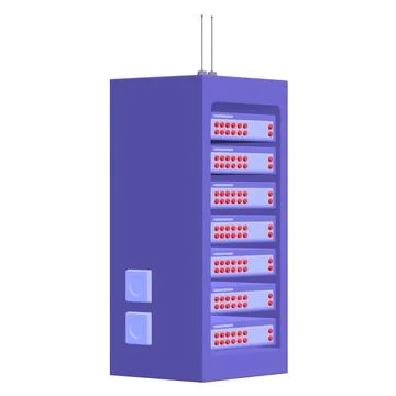 Data network server in cabinet. Diagnostic test in computer room technology Stock Illustration