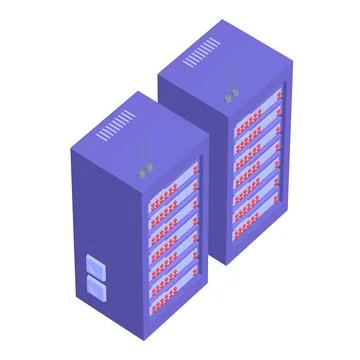 Data network server in cabinet. Diagnostic test in computer room technology Stock Illustration