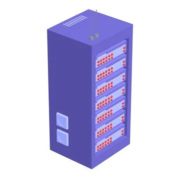 Data network server in cabinet. Diagnostic test in computer room technology Illustrazione stock