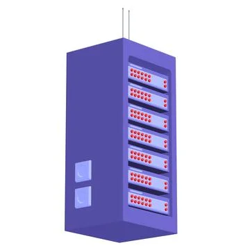 Data network server in cabinet. Diagnostic test in computer room technology Illustrazione stock