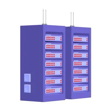 Data network server in cabinet. Diagnostic test in computer room technology Stock Illustration