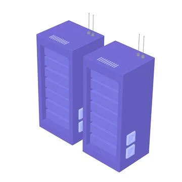 Data network server in cabinet. Diagnostic test in computer room technology Illustrazione stock