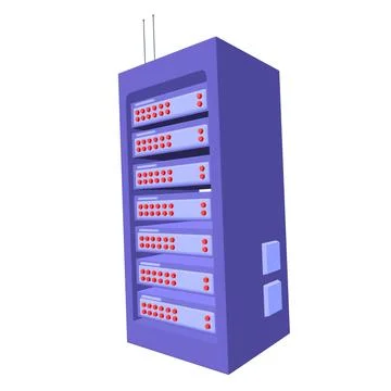 Data network server in cabinet. Diagnostic test in computer room technology Stock Illustration