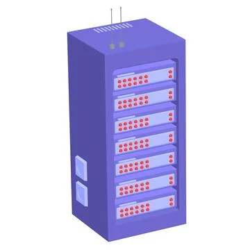 Data network server in cabinet. Diagnostic test in computer room technology Stock Illustration