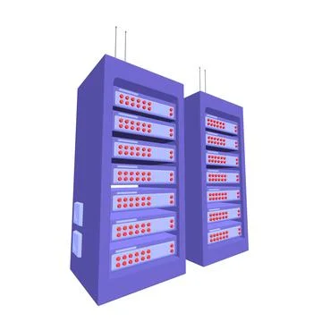 Data network server in cabinet. Diagnostic test in computer room technology Stock Illustration