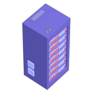 Data network server in cabinet. Diagnostic test in computer room technology Illustrazione stock