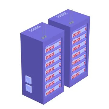 Data network server in cabinet. Diagnostic test in computer room technology Stock Illustration