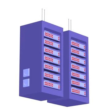 Data network server in cabinet. Diagnostic test in computer room technology Stock Illustration