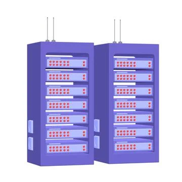 Data network server in cabinet. Diagnostic test in computer room technology 스톡 사진