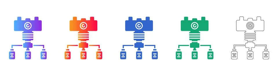 Data Network Server Infrastructure Icon Set Stock Illustration