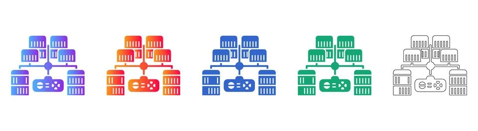 Data Network Server Infrastructure Icon Set Stock Illustration
