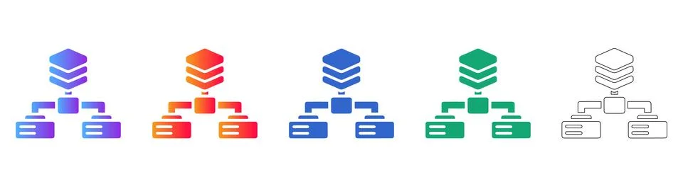 Data Network Server Infrastructure Icon Set Stock Illustration