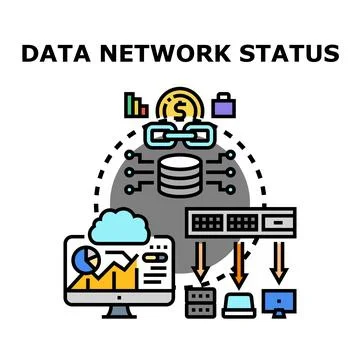 Data network status monitoring analytics concept delivering information イラスト素材