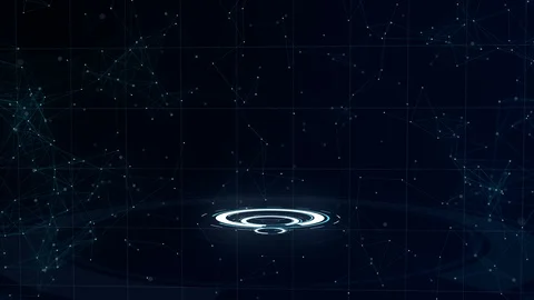 Data network. Surrounding planet earth on three looping circles. Centre Stock Footage 106291268
