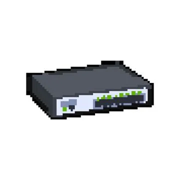 Data network switch pixel art vector illustration Stock Illustration