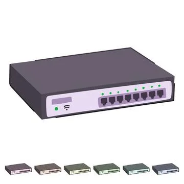Data network switch vector cartoon graphic Stock Illustration