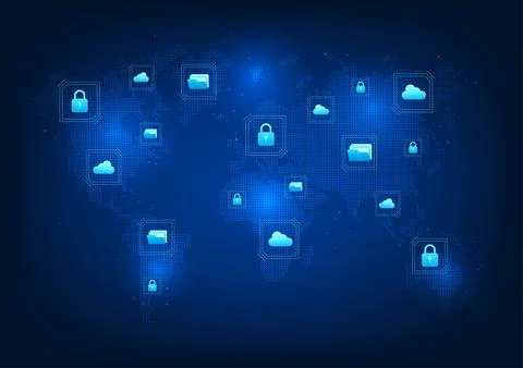 Data network technology that has a cyber security system as a protection sy.. Stockillustratie