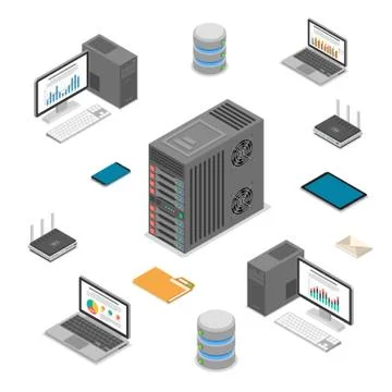 Data Network Technology Isometric Stock Illustration