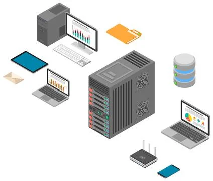 Data Network Technology Isometric Stock Illustration