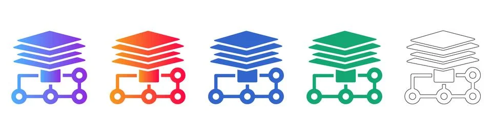 Data Network Topology Connection Icons Stock Illustration