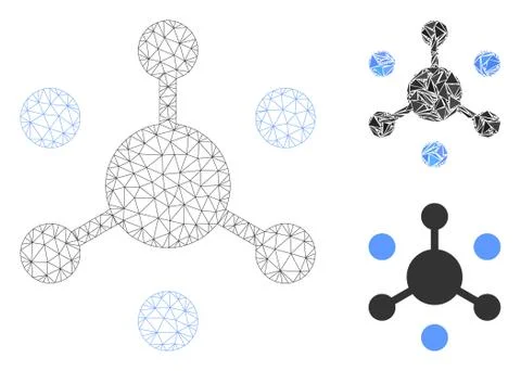Data Network Vector Mesh Carcass Model and Triangle Mosaic Icon Illustrazione stock