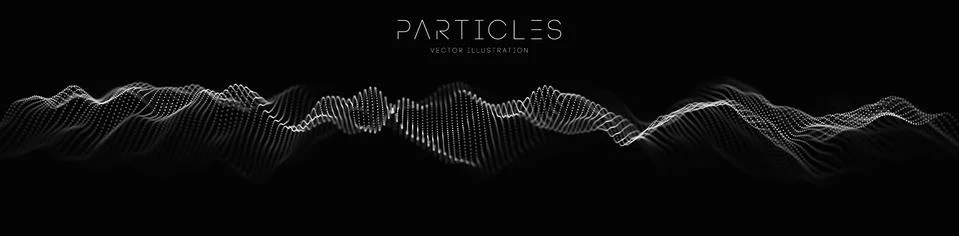 Data network wave. Music particle abstract tech background. Vector sound wave Stock Illustration