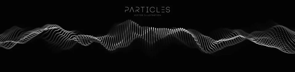 Data network wave. Music particle abstract tech background. Vector sound wave Stock Illustration