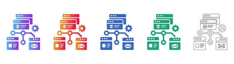 Data Network Workflow Concept Icons イラスト素材