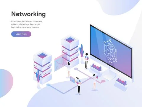 Data Networking Isometric Illustration Concept Illustrazione stock