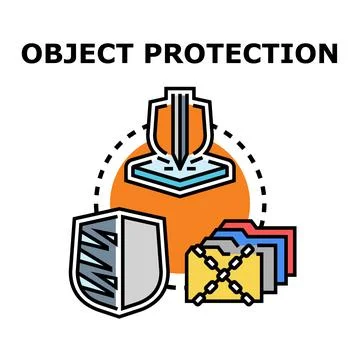 Data object protection secure cyber information concept Illustrazione stock