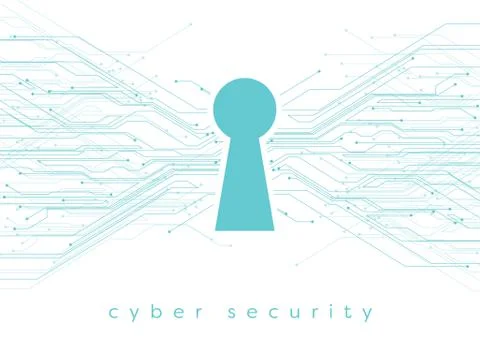 Data, online, cyber security vector illustration with keyhole and printed Stockillustratie