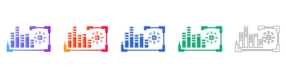 Data Optimization Bar Chart Icons Illustrazione stock